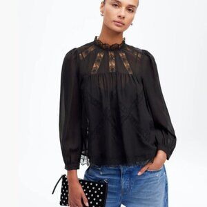Madewell Lace-Inset Top in Silk